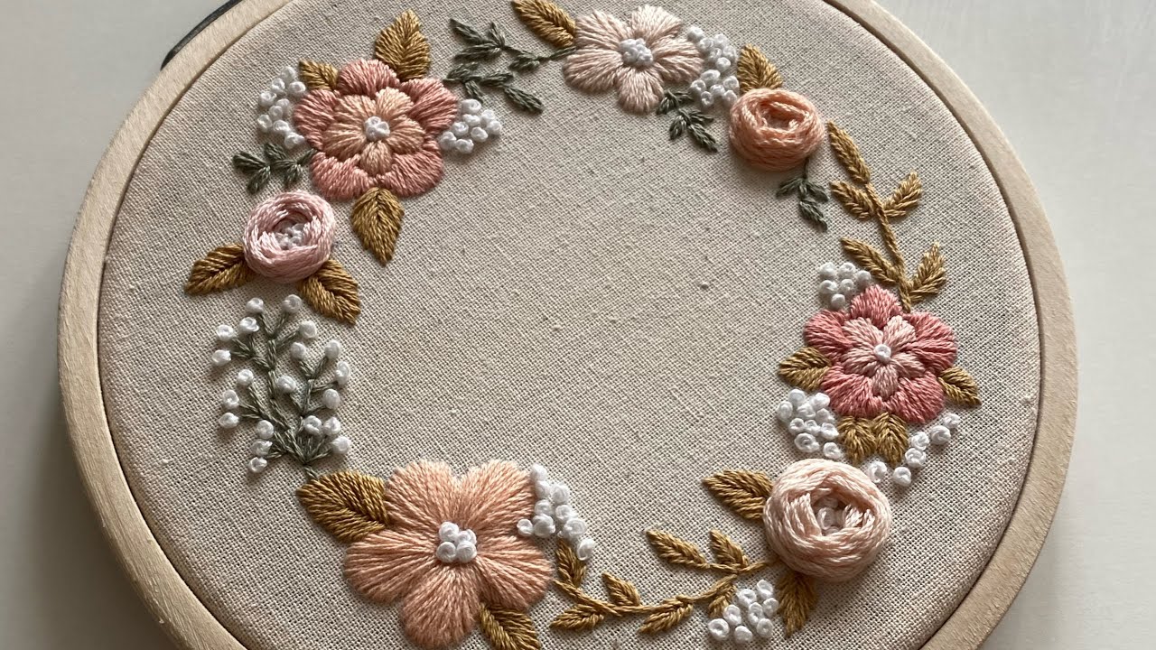 Flower Wreath Embroidery Free Pattern Crafts On Display