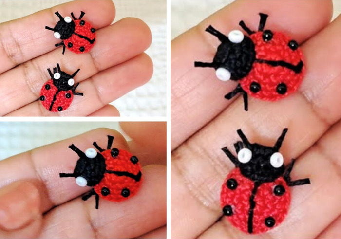 DIY crochet ladybug earrings