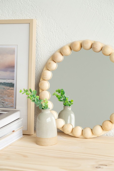 DIY modern wood bead mirror – simple and stylish home project