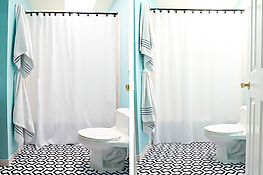 DIY shower curtain hem tutorial