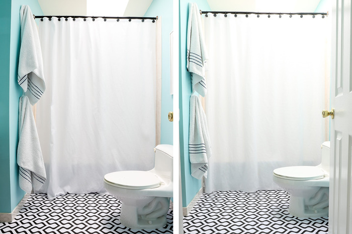 DIY shower curtain hem tutorial