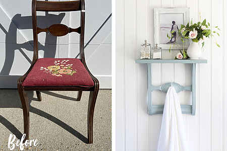 stylish chair-to-shelf makeover for creative upcycling