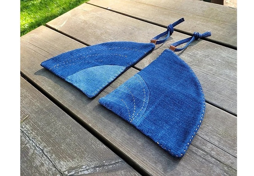 DIY denim potholders from old jeans Crafts on display