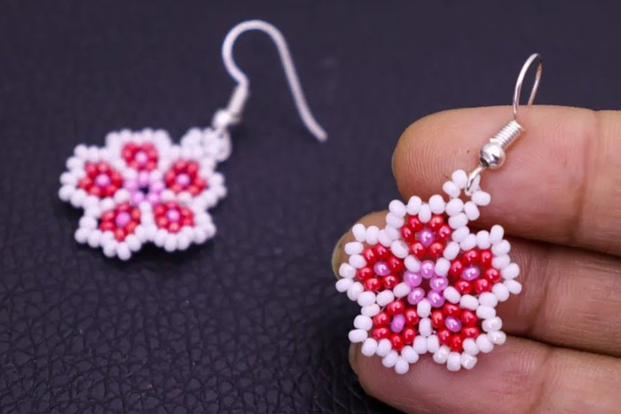 DIY Beaded Flower Earrings