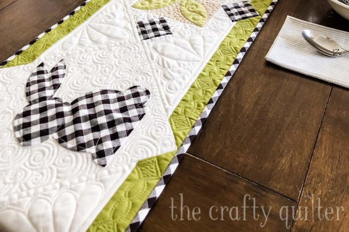 DIY spring bunny quilted table runner