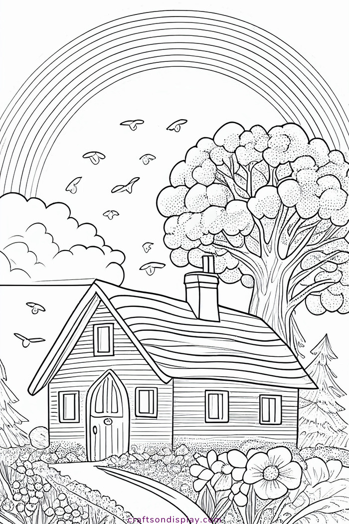 Rainbow over farm house - Crafts on display