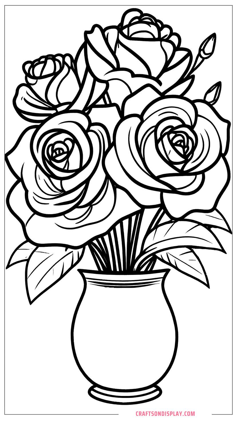 Beautiful roses in a vase Crafts on display