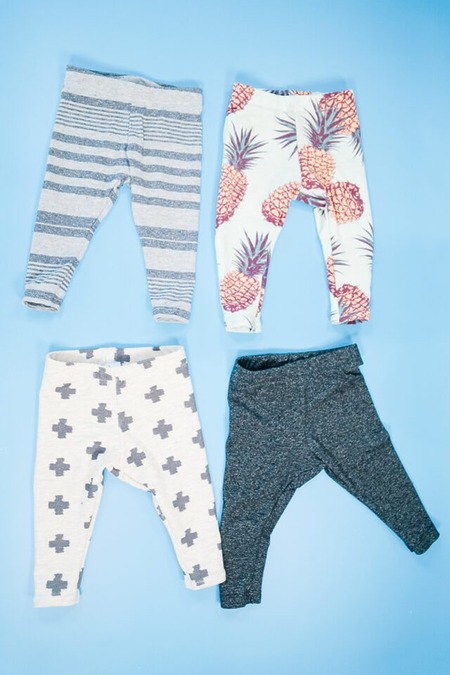 DIY baby leggings with knit fabric or t-shirts: quick sewing project