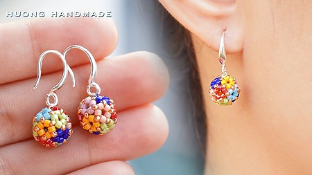 DIY multi-colored beaded drop earrings