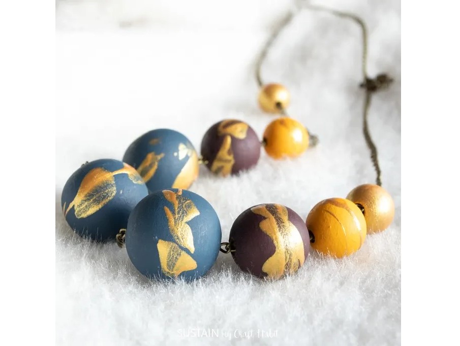 Multicolor - Miniature Handpainted Wooden Necklace With Beads