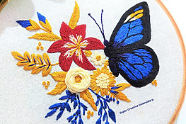 flower and butterfly embroidery art