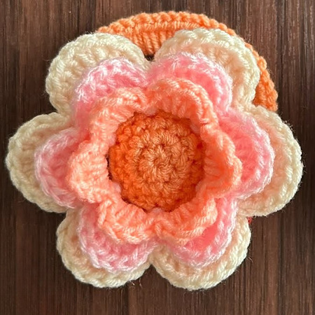 Crochet flower hair ties tutorial