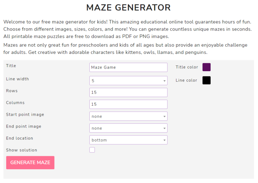 Introducing our free maze generator for kids crafts on display