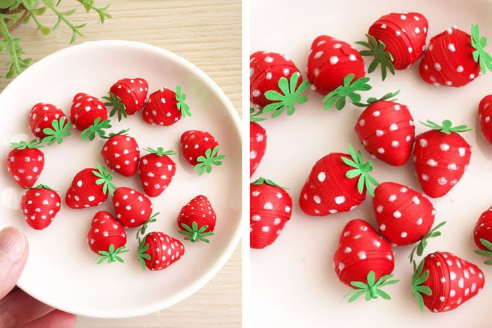 DIY paper strawberries