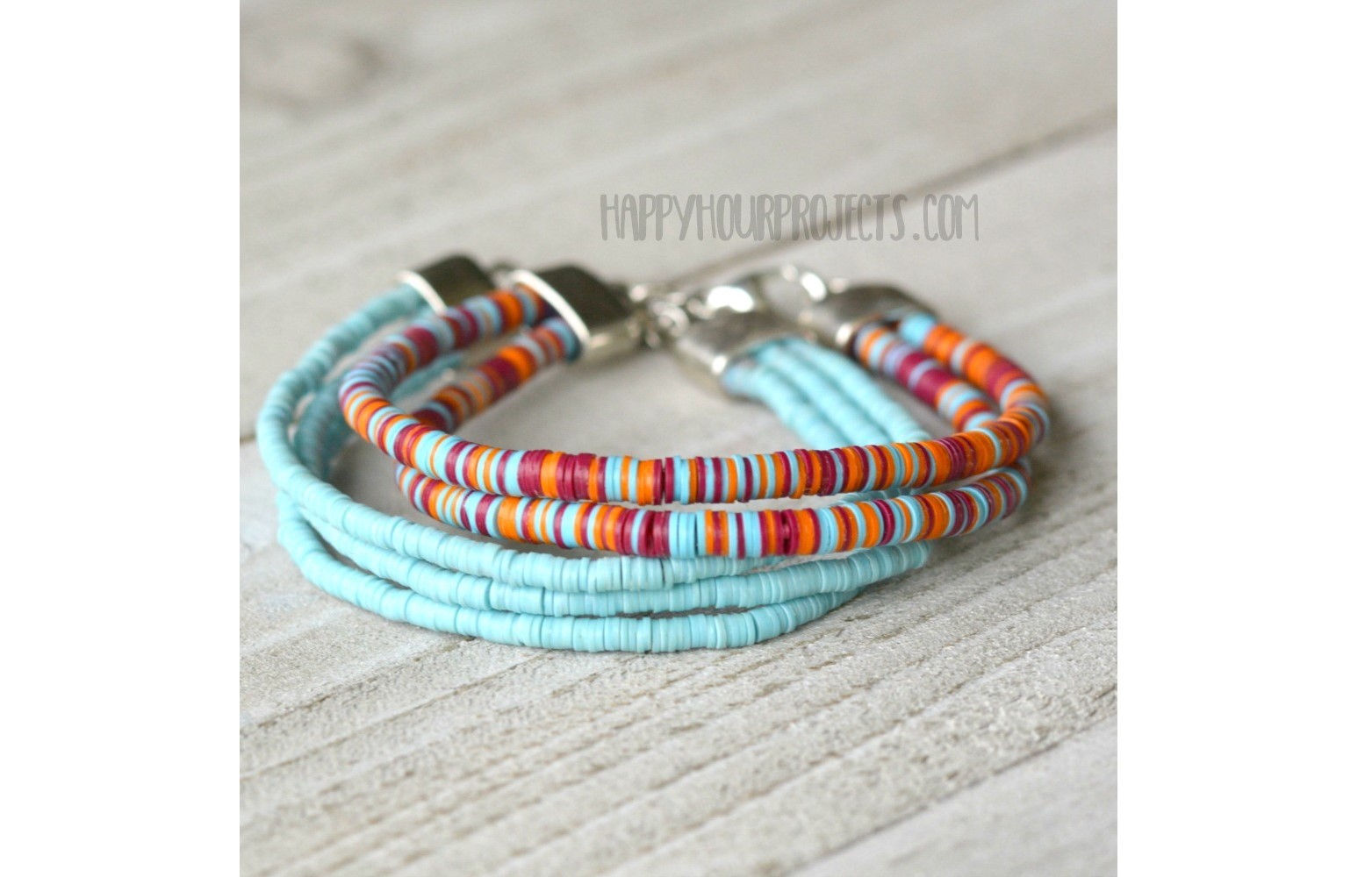 Vinyl bead DIY multi strand bracelet tutorial Crafts on display