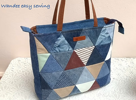 How to sew a denim tote bag with zipper