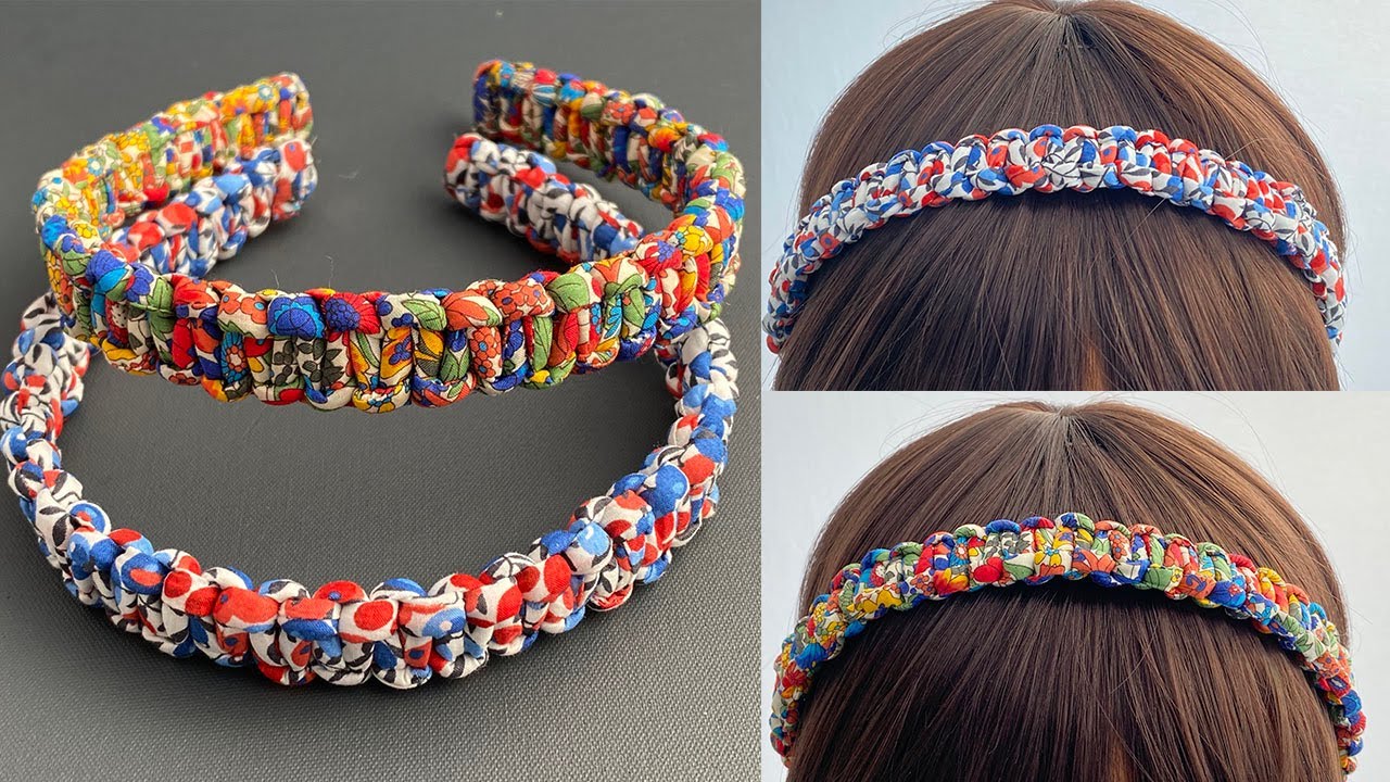Easy macrame braid fabric headband DIY tutorial - Crafts on display