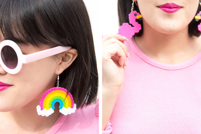 DIY perler bead statement earrings