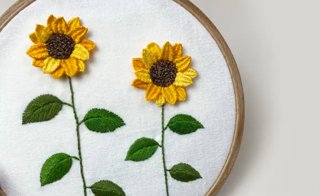 How to hand embroider sunflowers tutorial - Crafts on display