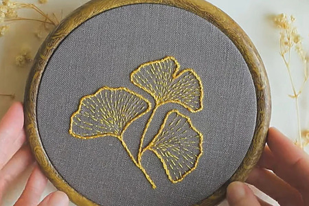 DIY ginkgo leaves hand embroidery tutorial