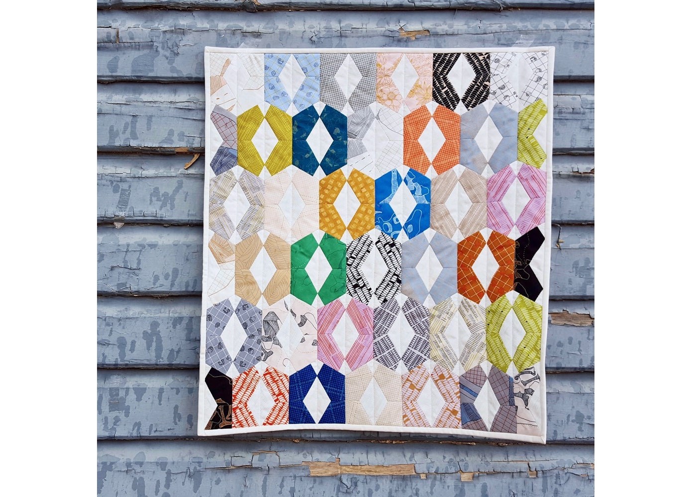 Glass Beads mini quilt free pattern Crafts on display