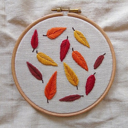 Autumn leaves embroidery tutorial