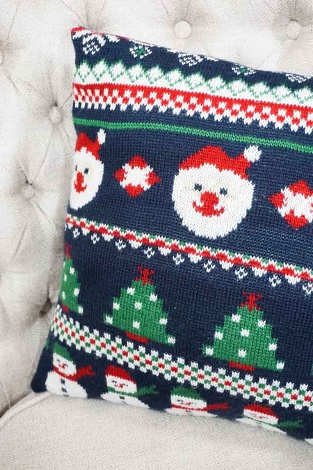 DIY festive pillow cover from an ugly Christmas sweater