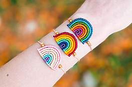 DIY rainbow macrame bracelets