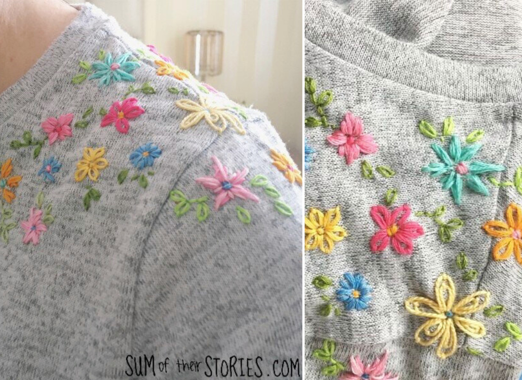Easy floral embroidery tutorial to upgrade your sweater - Crafts on display - Floral Embroidery Tutorials For Intermediate