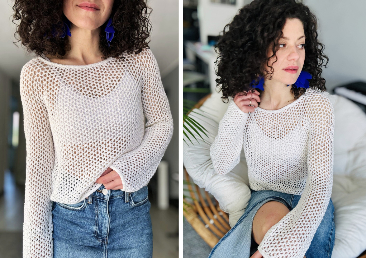 How to crochet a mesh blouse: free top down design pattern Crafts on