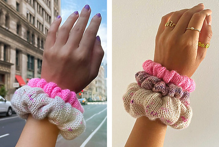 DIY knitted scrunchies