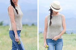 woman wearing DIY sleeveless knitted sweater