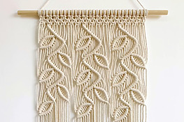 Macrame wall hanging with a leaf pattern