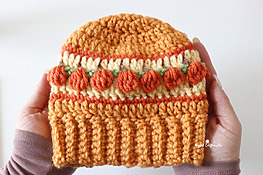 pumpkins in a row crochet hat