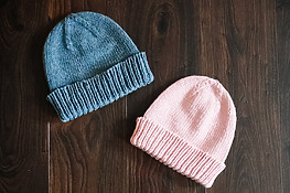 Basic Knit Children’s Hats in pink and blue