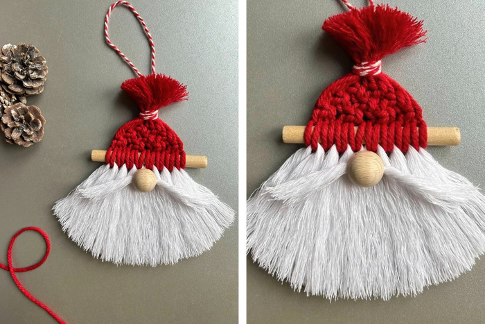 DIY macrame gnome ornament