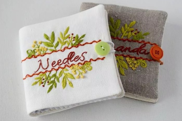 hand embroidered needle book