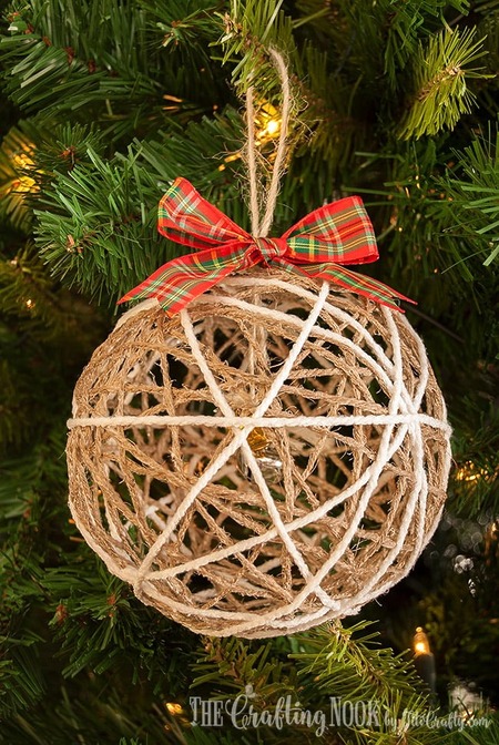 Rustic twine ball ornaments: easy DIY for Christmas