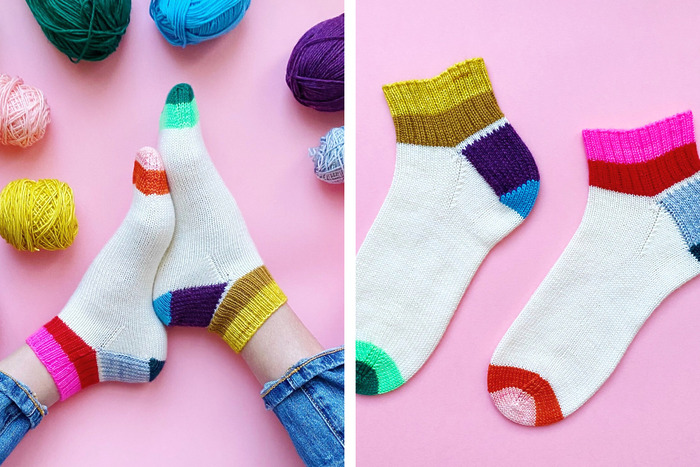 DIY colorful knit short socks