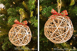 DIY rustic twine ball ornaments