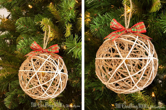 DIY rustic twine ball ornaments