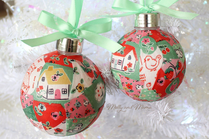 DIY fabric covered Christmas ornaments