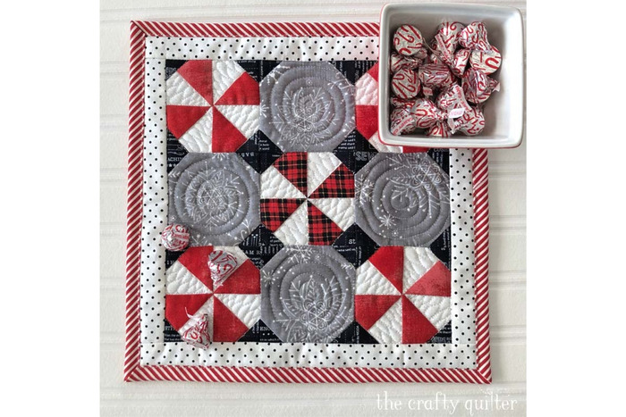 DIY Quilted Peppermint Snowball Candy Mat