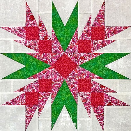 Christmas cactus quilt block free pattern