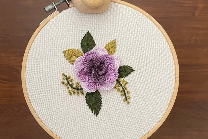 3D rose flower embroidery