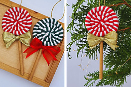 DIY cute macrame lollipop ornaments for Christmas tree