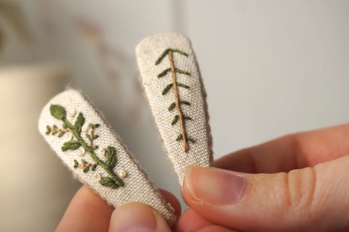 DIY Hand Embroidered Hair Clips