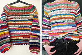 DIY scrap yarn raglan crochet jumper