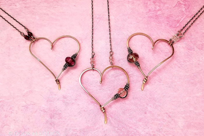 DIY Wire Heart Pendants Featuring a Simple Coiled Coil