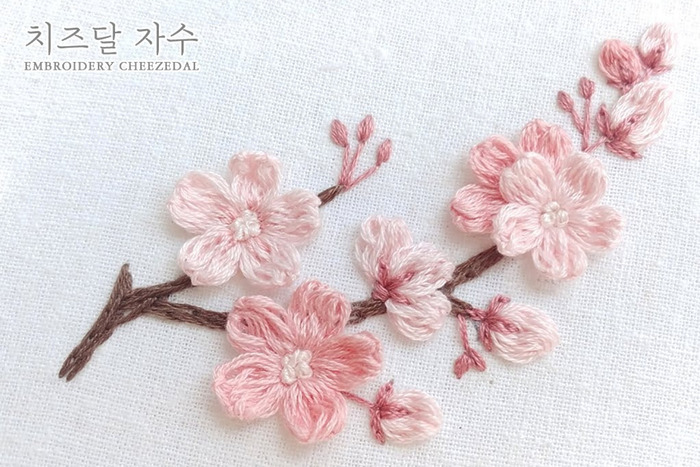 hand embroidered cherry blossom